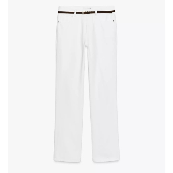 90s High-Waisted Straight Jeans with Belt, White, Zara, NWT - Picture 7 of 11